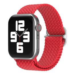 StrapsCo - Braided Stretch Band Nylon Watch Strap For Apple Watch - 44mm/45mm/46mm/49mm (Medium-Long) - Red