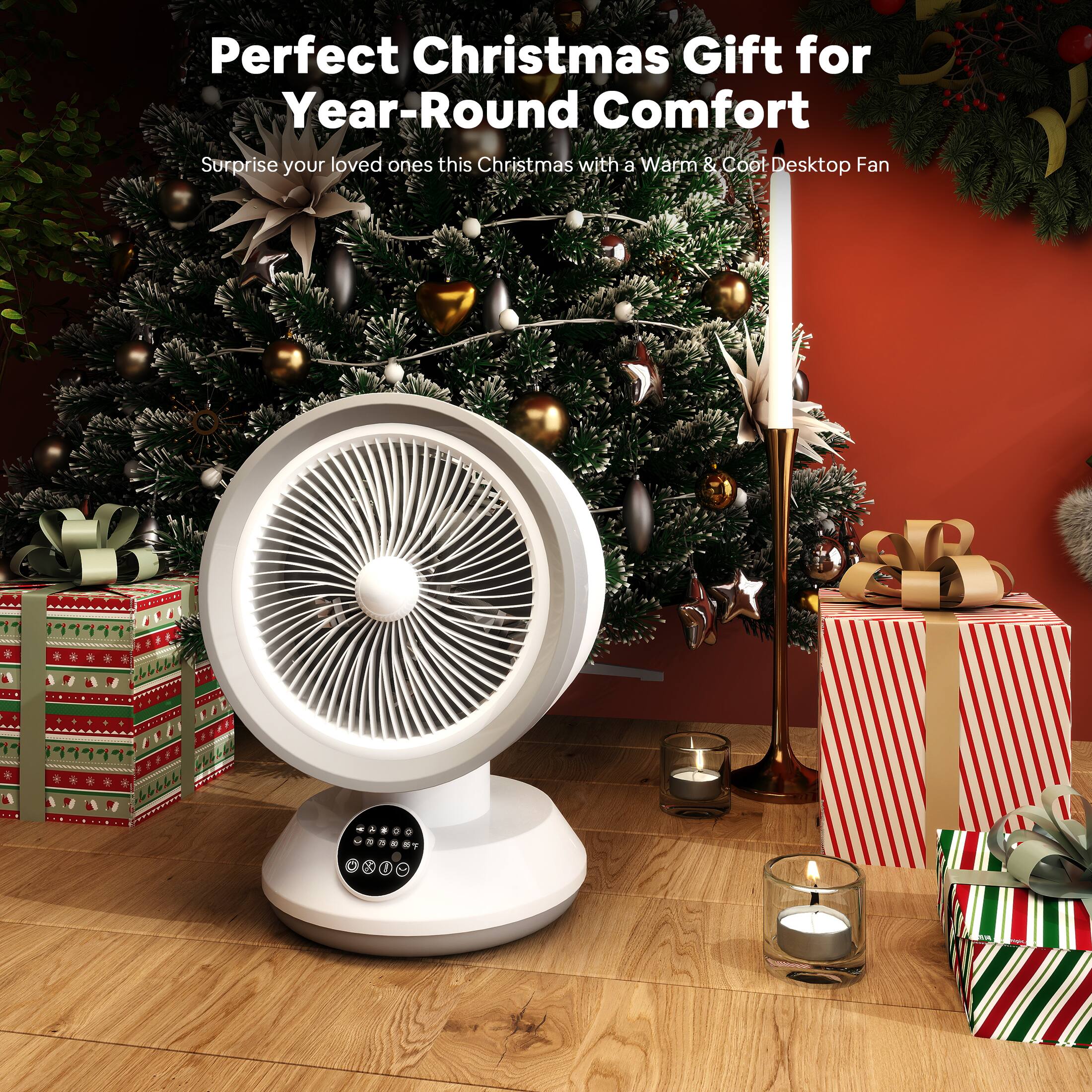 Perfect Christmas Gift for Year-Round Comfort  
Surprise your loved ones this Christmas with a Warm & Cool Desktop Fan
