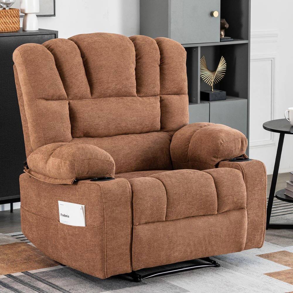 Alt View 7. Kadyn - Massage Recliner Chair, 8-Point Vibration & Lumbar Heat, 150° Recline, 330lb Capacity, Brown - Brown.