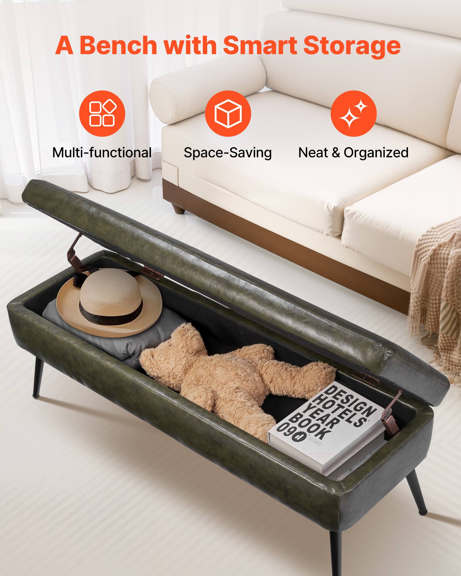 A Bench with Smart Storage

- Multi-functional
- Space-Saving
- Neat & Organized

DESIGN HOTELS YEAR BOOK 09