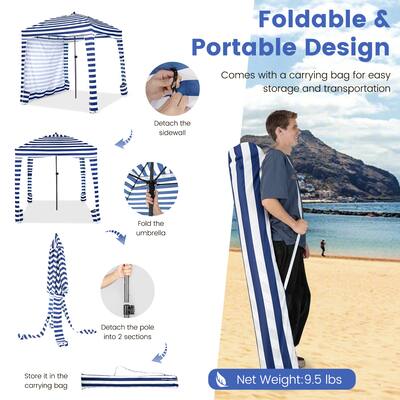 Costway 6 x 6FT Foldable Beach Cabana Tent with Carrying Bag
