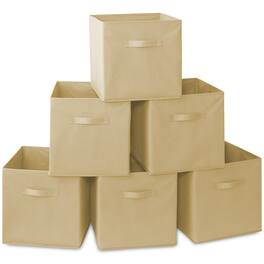 Casafield - (Set of 6) Collapsible Fabric Cubes - Storage Bins - Sand