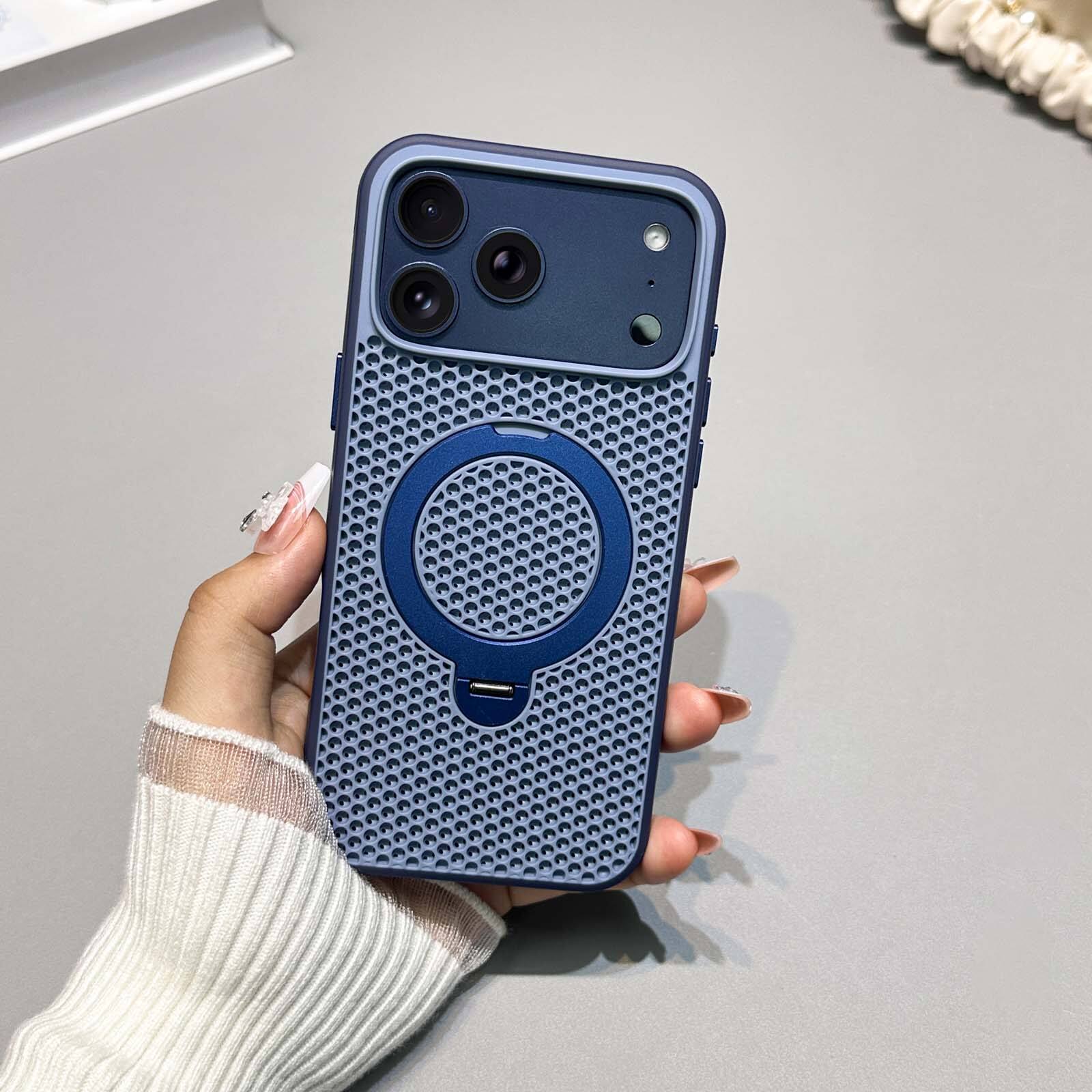 Alt View 9. UUCOVER - Magnetic Kickstand Case For Apple iPhone 18 Pro Max with Rotating Ring Compatible with MagSafe, Heat Dissipation Cover - Darkblue.