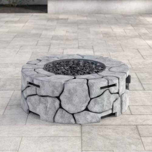Angle. APRILSOUL - 9 inch H x 28 inch W Fiber Reinforced Concrete Outdoor Fire pit Stone Gray - Gray.