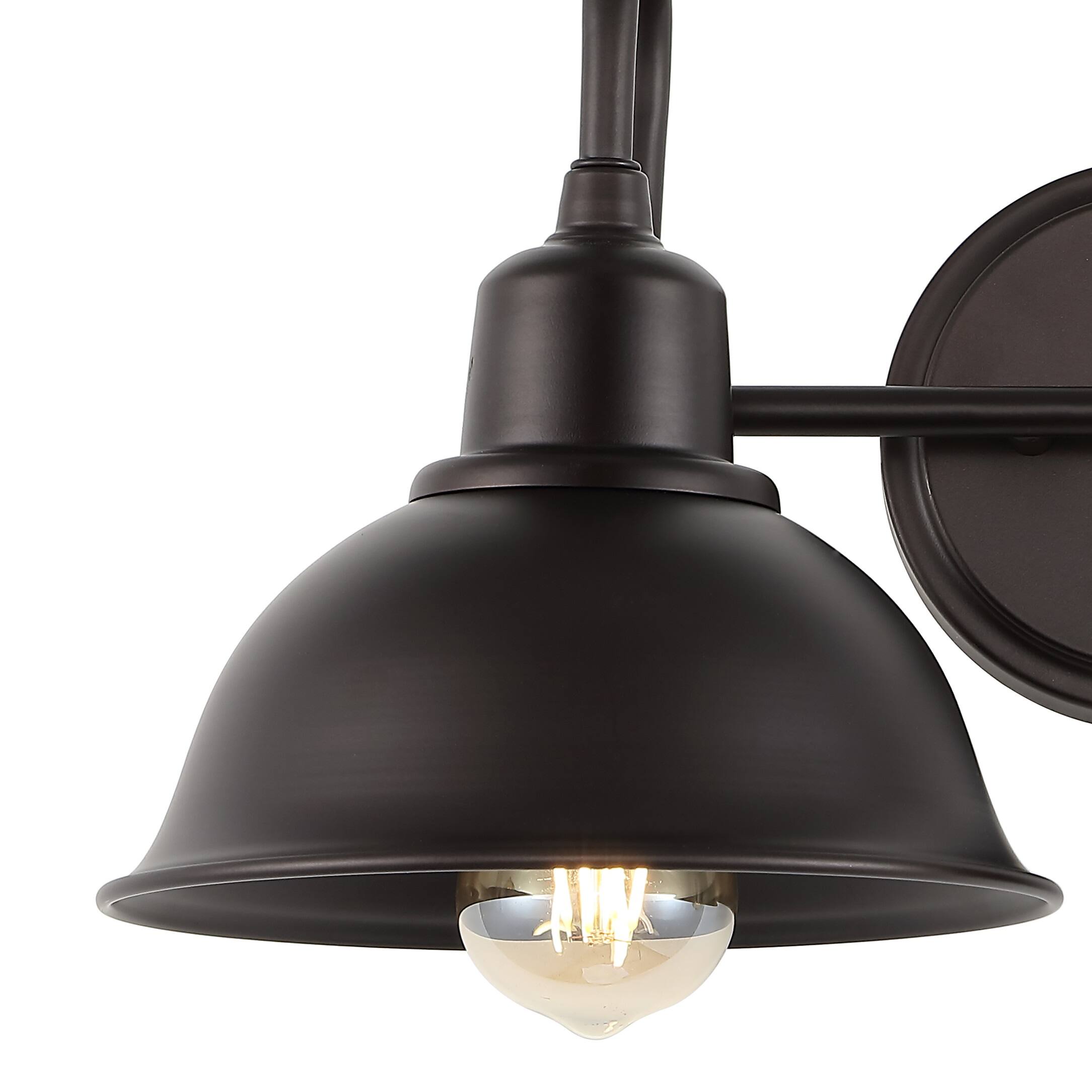Alt View 4. Jonathan Y - Frisco 17.25" 2-Light Farmhouse Industrial Iron LED Vanity, Oil Rubbed Bronze - Oil Rubbed Bronze.