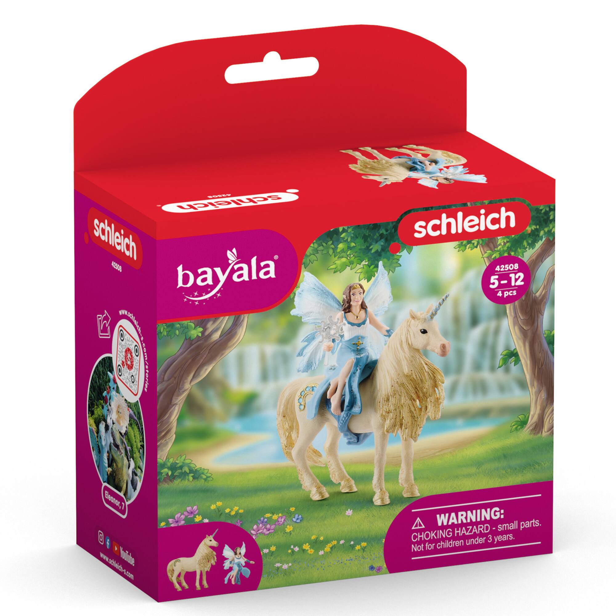 - I schleich schleich AEEA bayala IT 3  
- schleich 42508 5-12 4 pcs  
- www.schleich.com  
- WARNING: small parts. CHOKING HAZARD under 3 years. Not for children