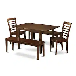 East West Furniture - 5 Pc Kitchen Table with bench -dinette Table with 2 Dining Chairs and 2 Benches - Mahogany