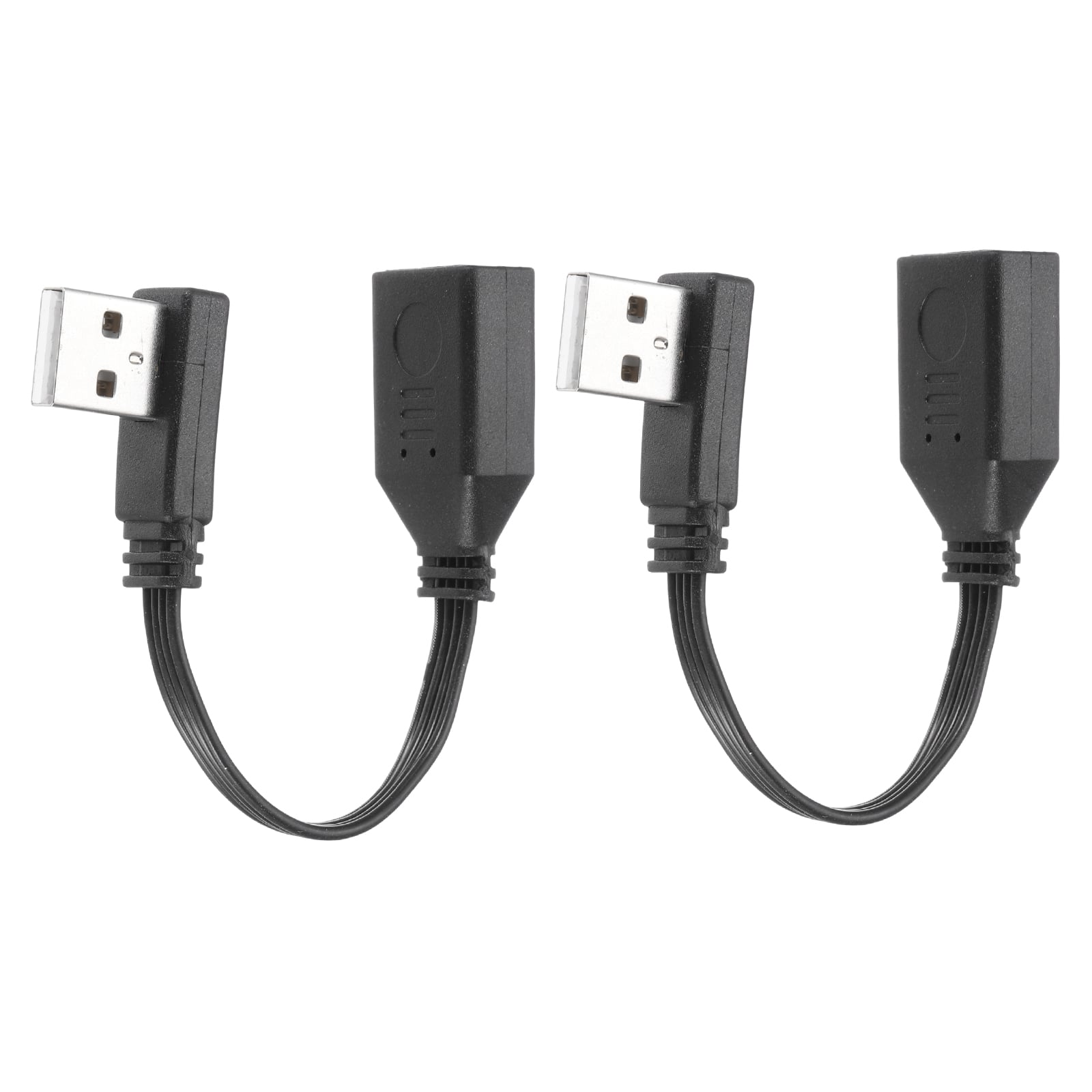Unique Bargains - 2pcs USB2.0 Extension Cable, 3.9 Inch, 90 Degree 180 Degree Angle Male to Female, 480Mbps, Silicone, for Phone/Tablet - Black