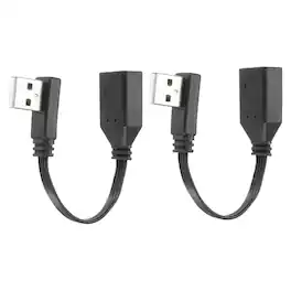 Unique Bargains - 2pcs USB2.0 Extension Cable, 3.9 Inch, 90 Degree 90 Degree Angle Male to Female, 480Mbps, Silicone, for Phone/Tablet - Black