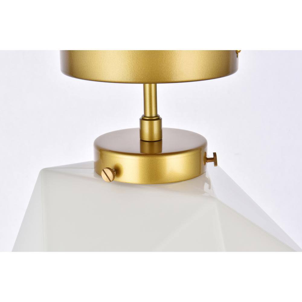 Alt View 3. Living District - Lawrence 1 light brass and white glass flush mount - Brass And White.