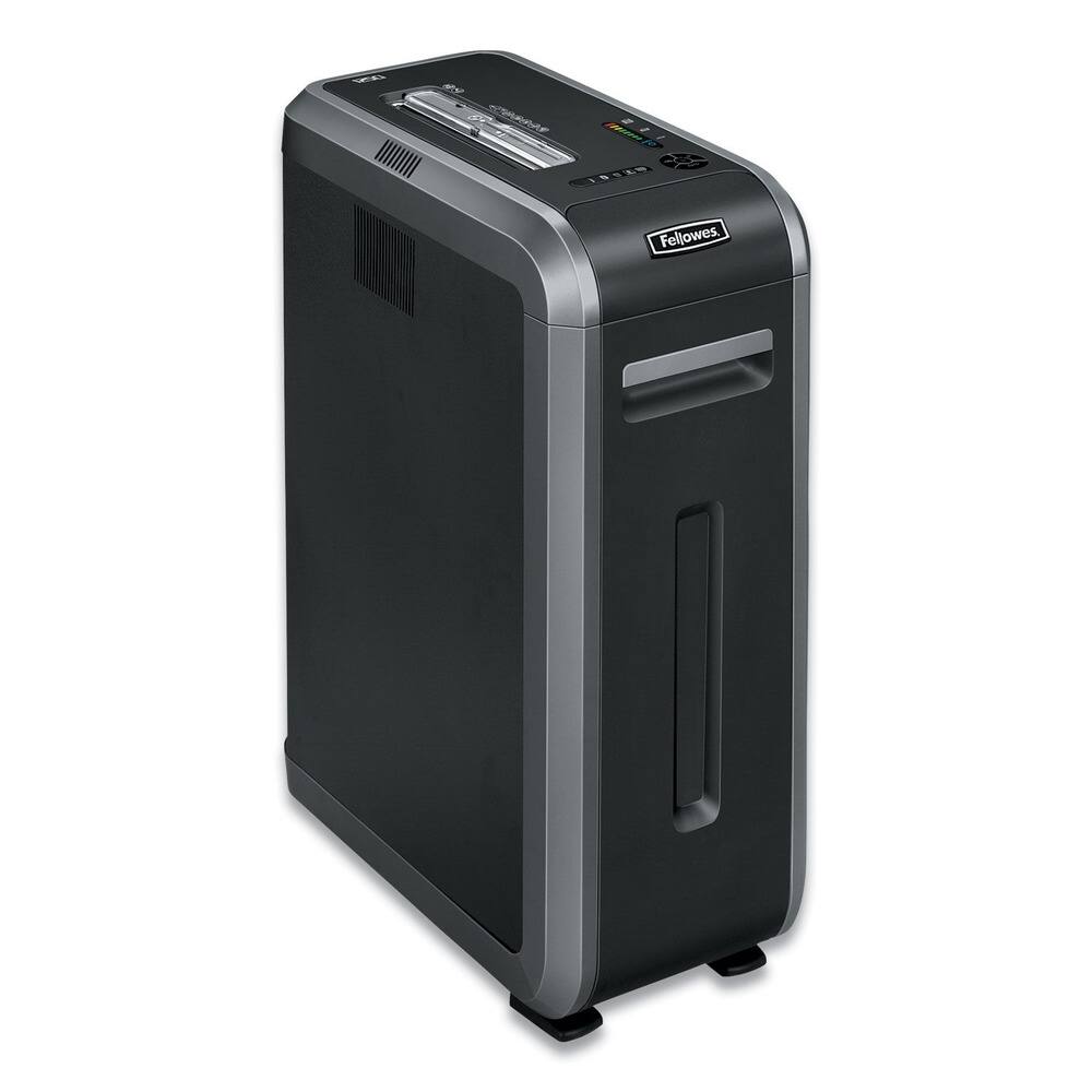 Angle. Fellowes - 3312501 Powershred 125ci 20 Sheet Capacity 100% Jam Proof Heavy-Duty Cross-Cut Shredder - Black/Dark Silver.