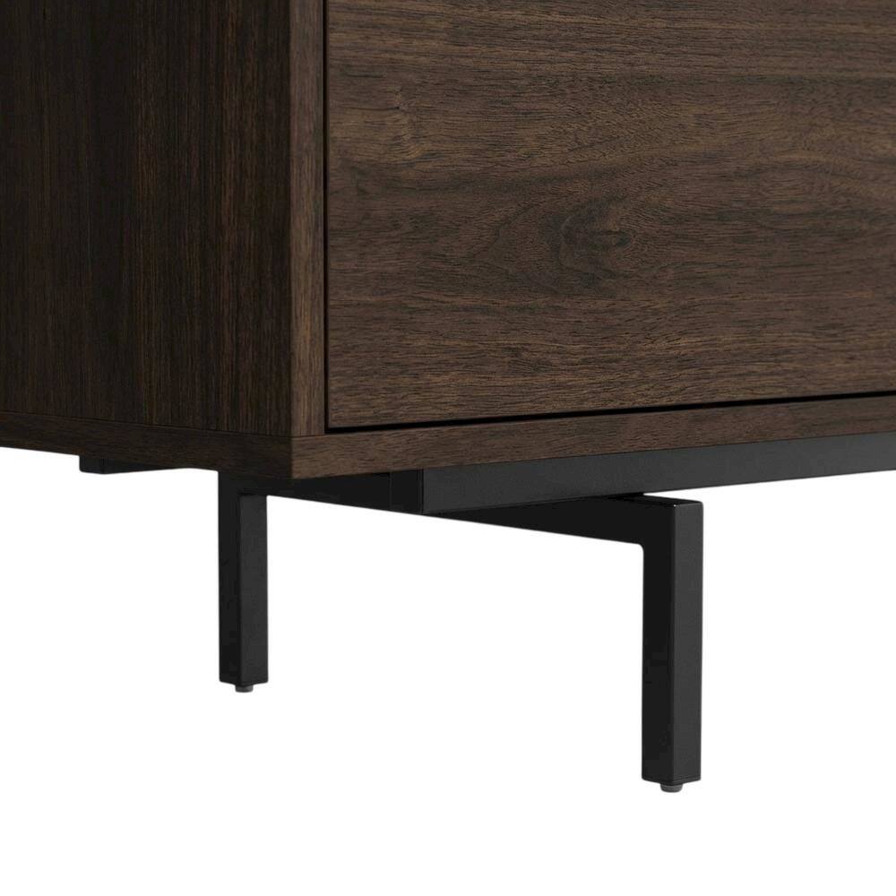 Alt View 2. FurniFact - Wooden Walnut Finish TV Console with 4 Doors in Modern & Industrial Style - Brown.