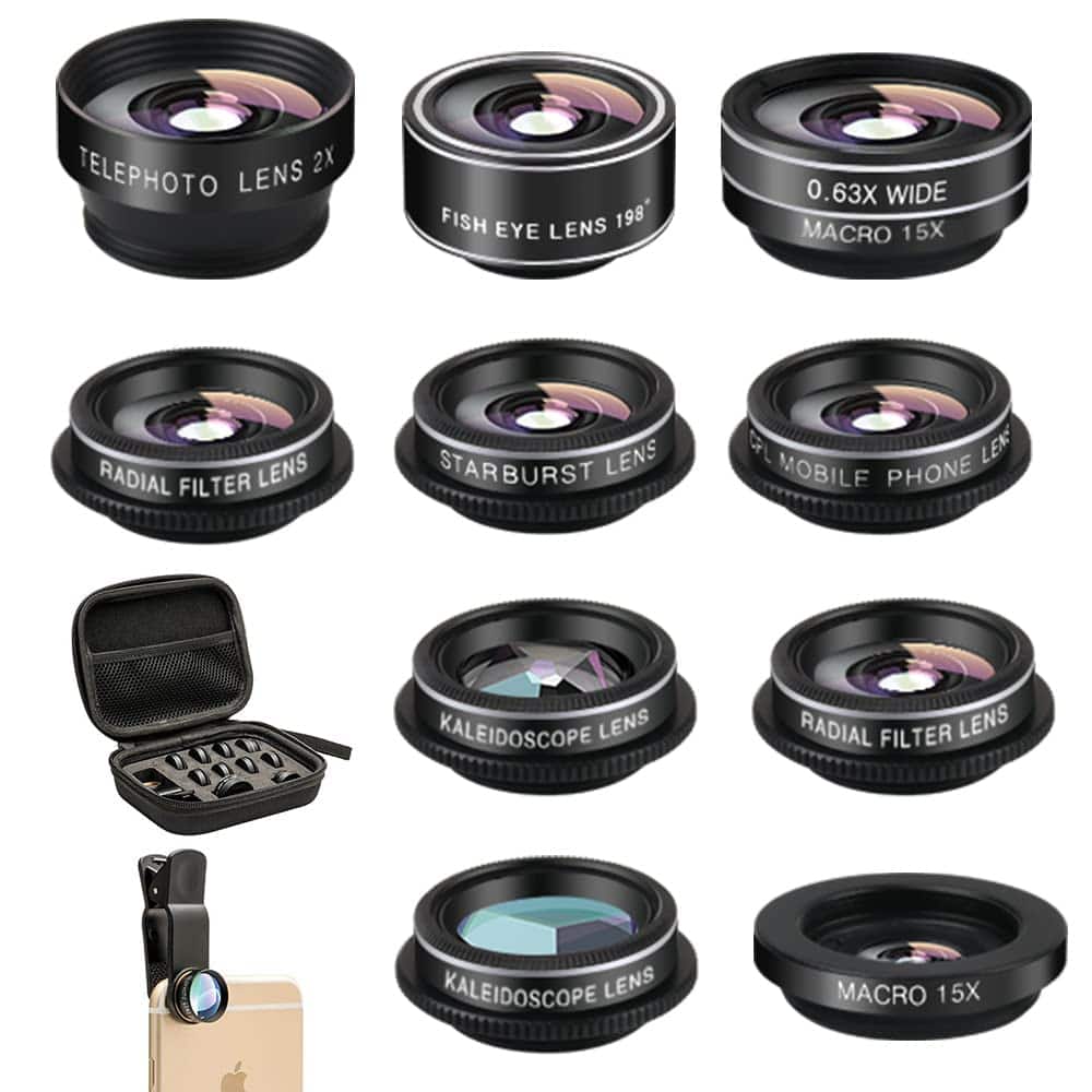 METALTON - Phone Camera Lens Lenses Kit Clip On Fisheye macro wide Angle Attachment With Travel Case For Xs X Pro Max - Default