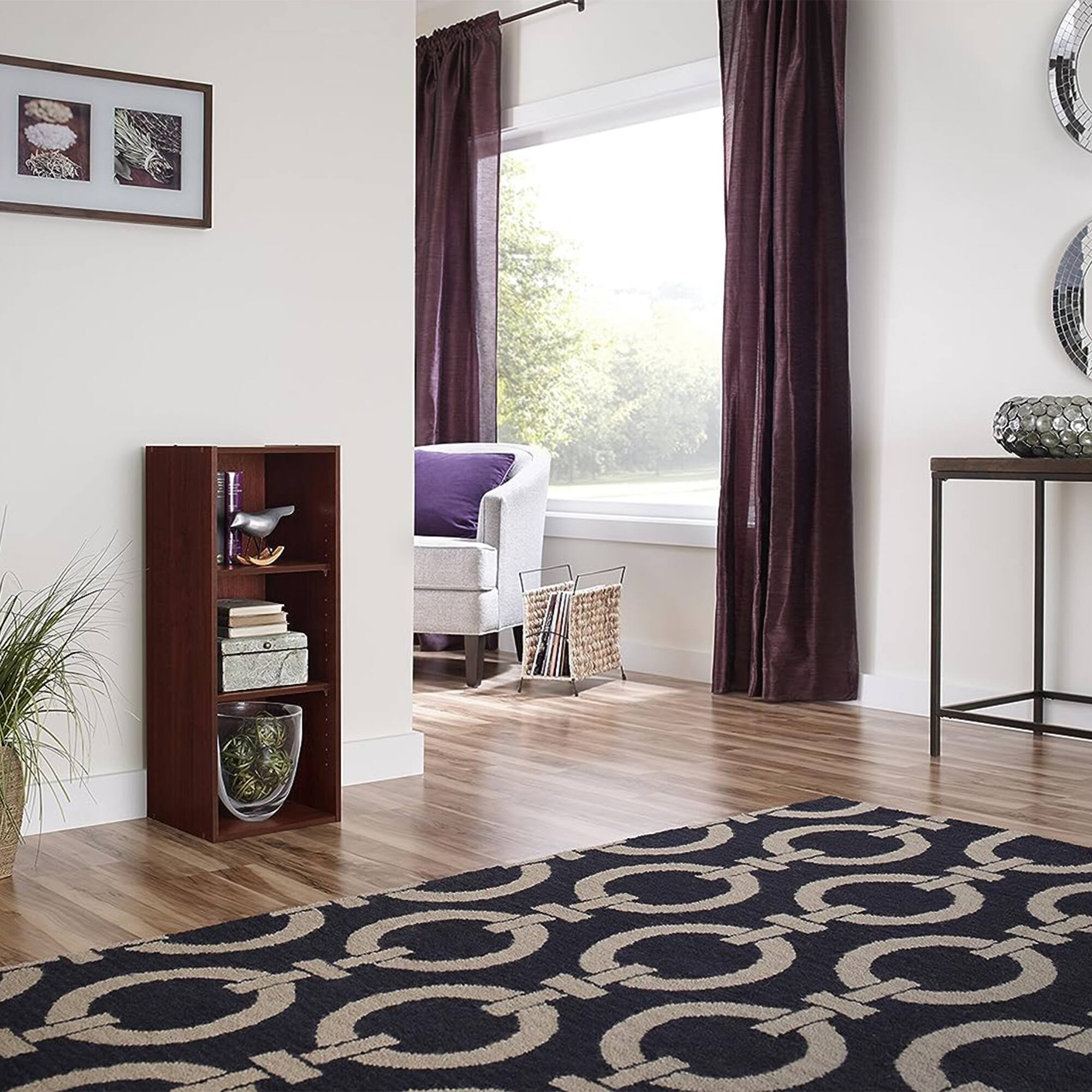 Alt View 5. ClosetMaid - ClosetMaid 3 Tier Wooden Storage Organizer w/2 Adjustable Shelves, Dark Cherry - Dark Cherry.