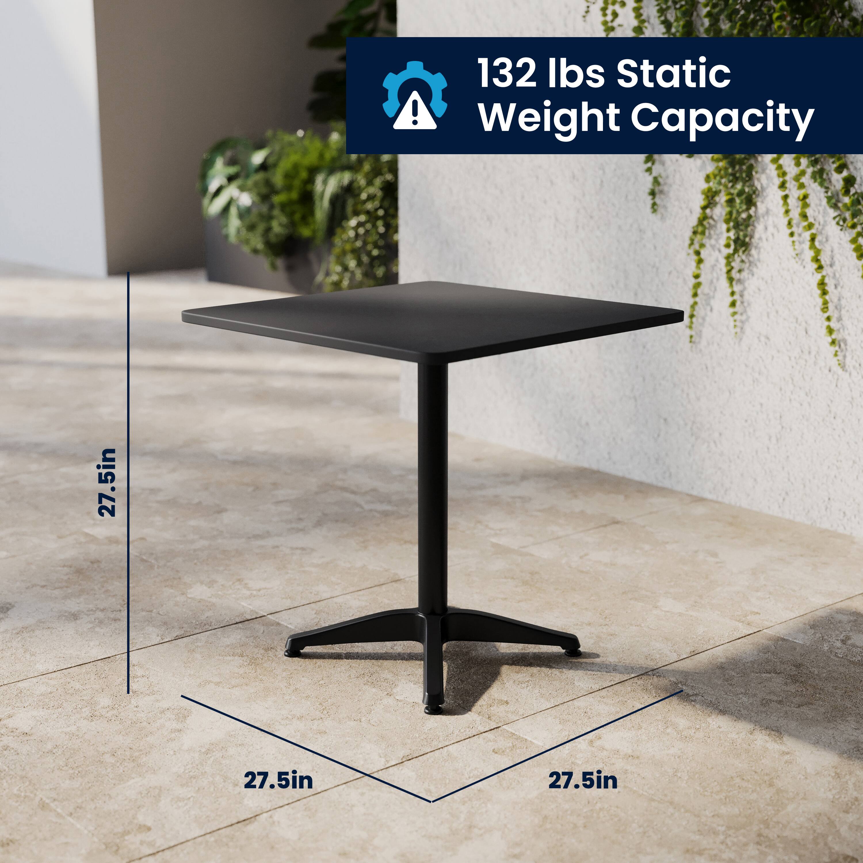 132 lbs Static Weight Capacity  
27.5in  
27.5in  
27.5in