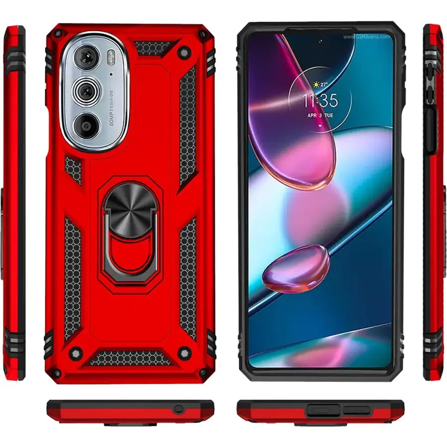 Alt View 17. SaharaCase - Military Kickstand Series Case for Motorola Edge+ (2022) - Red.