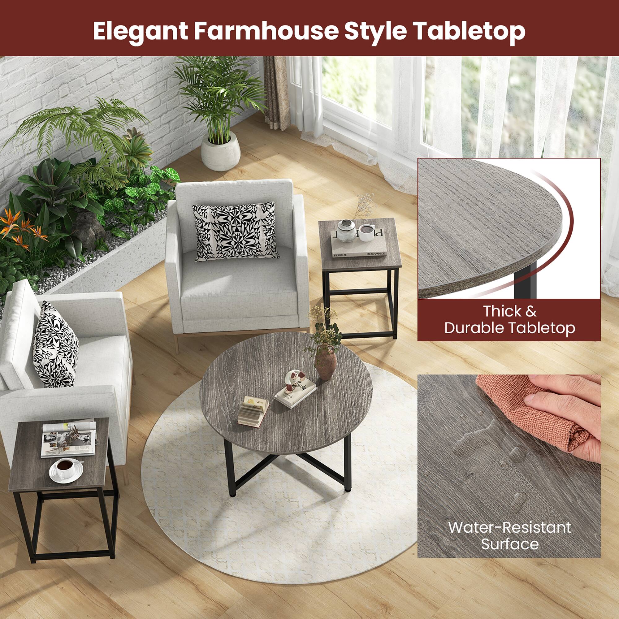 Elegant Farmhouse Style Tabletop

Thick & Durable Tabletop

Water-Resistant Surface