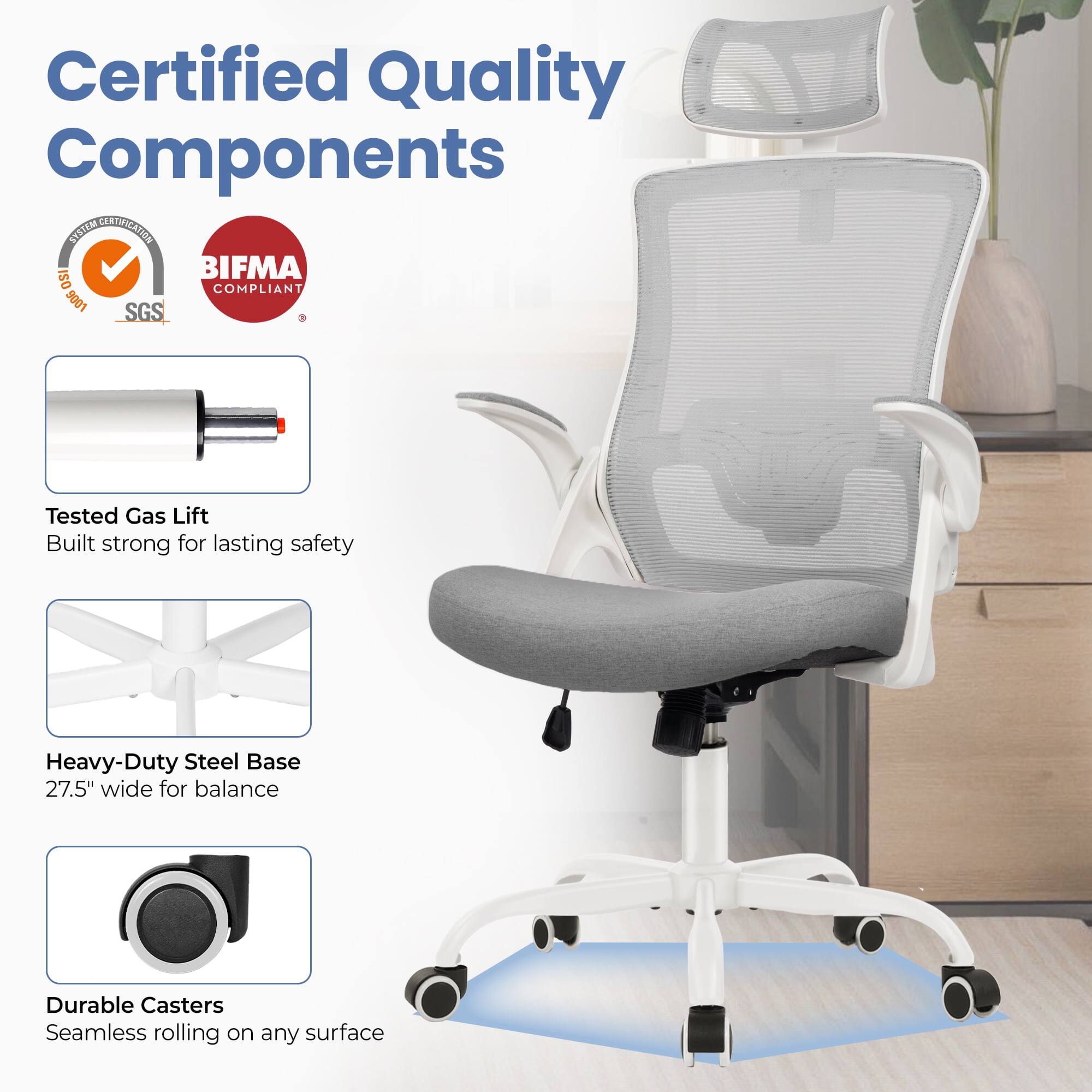 Certified Quality Components

- Tested Gas Lift
  - Built strong for lasting safety

- Heavy-Duty Steel Base
  - 27.5" wide for balance

- Durable Casters
  - Seamless rolling on any surface

BIFMA COMPLIANT
ISO 9001
SGS