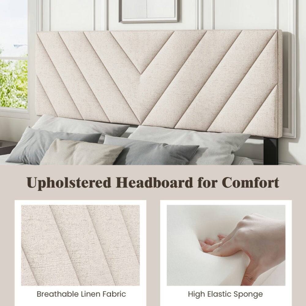 Upholstered Headboard for Comfort

Breathable Linen Fabric

High Elastic Sponge