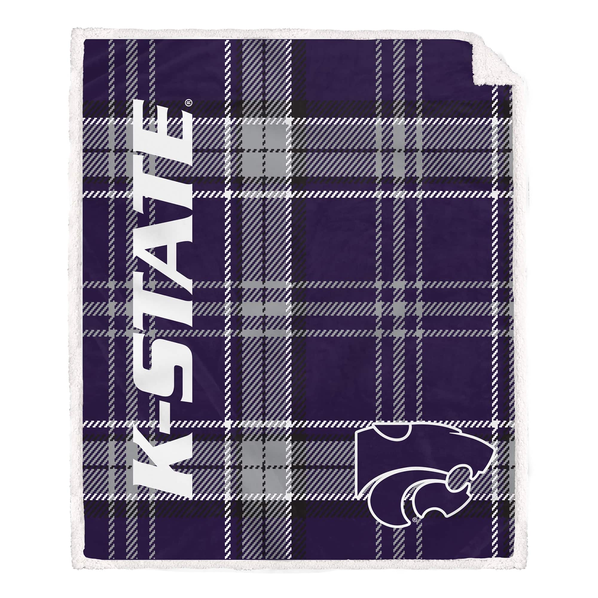 Pegasus - Kansas State Wildcats 50" x 60" Playmaker Plaid Ultra Cozy Sherpa Throw - Multicolor