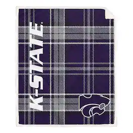 Pegasus - Kansas State Wildcats 50" x 60" Playmaker Plaid Ultra Cozy Sherpa Throw - Multicolor