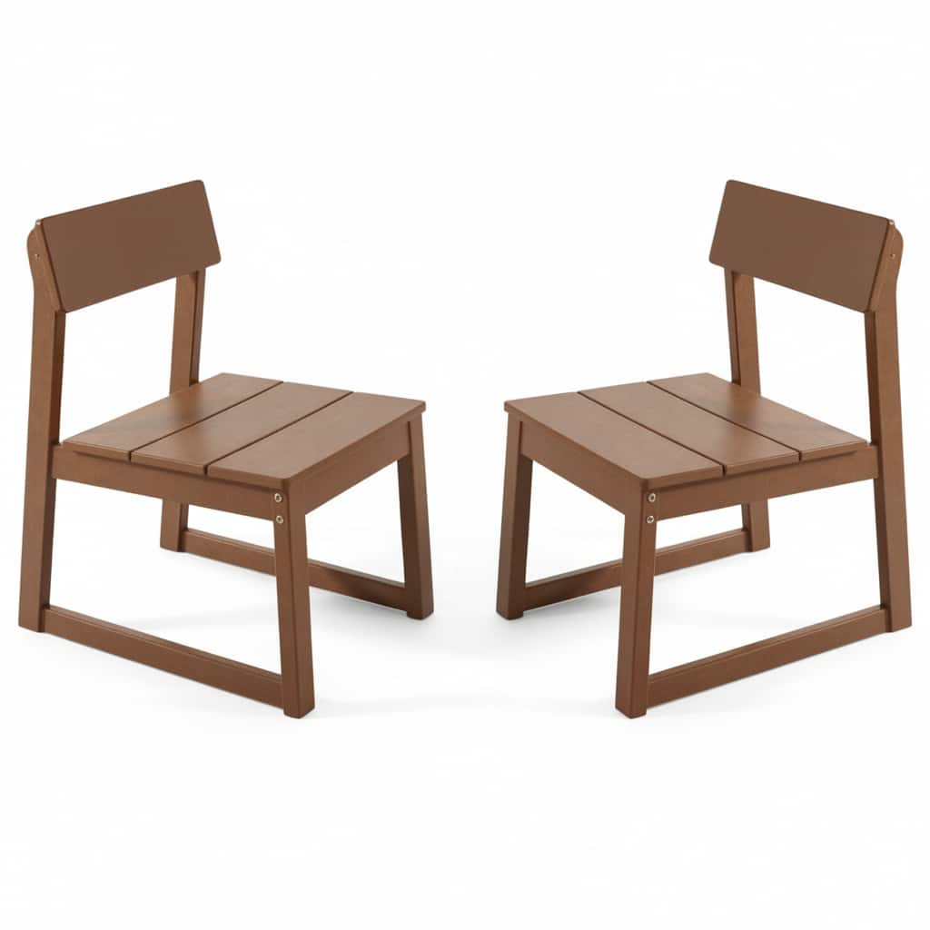 Anysun - 2-Pack Modernist Design HDPE Outdoor Chairs, Recycled Plastic Garden Chairs for Patio or Backyard - Brown