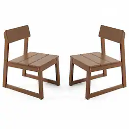 Anysun - 2-Pack Modernist Design HDPE Outdoor Chairs, Recycled Plastic Garden Chairs for Patio or Backyard - Brown