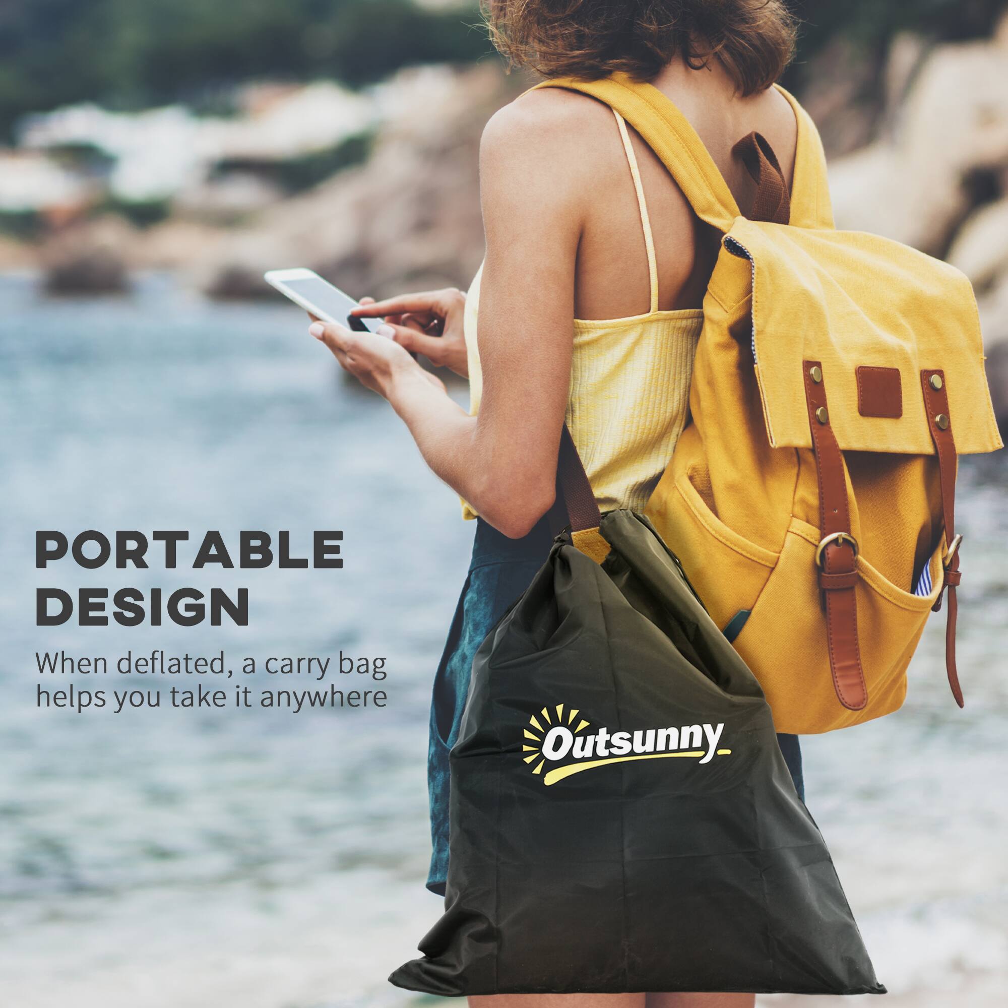 PORTABLE DESIGN  
When deflated, a carry bag helps you take it anywhere  

Outsunny
