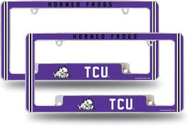 Rico Industries - Texas Christian TCU NCAA Horned Frogs (Set of 2) Chrome Metal License Plate Frames with Bold Full Frame Design - Multi
