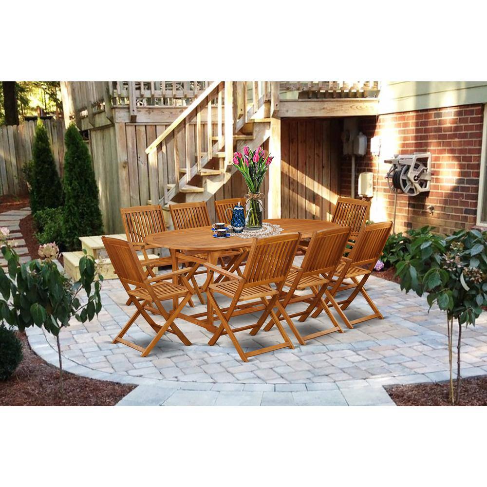 Alt View 1. East West Furniture - Wooden Patio Set Natural Oil - Brown.