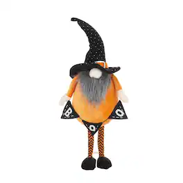 Boyel Living - Halloween Decorating Fabric Standing Orange Gnome with BOO Banner - Black,Orange,White