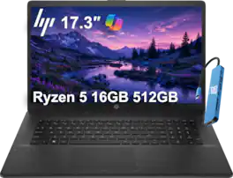 HP - Upgraded - 17 17.3" HD Laptop - AMD Ryzen 5 with 16GB Memory - 512GB SSD - Numeric Pad - Fast Charge - Windows 11 - Black