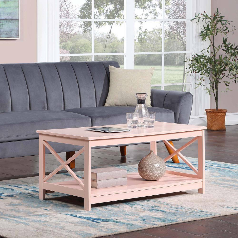 Left. Convenience Concepts - Oxford Coffee Table with Shelf Blush Pink - Blush Pink.