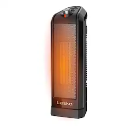 Lasko - 16 in. 1500-Watt Oscillating Portable Ceramic Tower Space Heater with 2 Heat Settings and Thermostat, CT16450 - Black