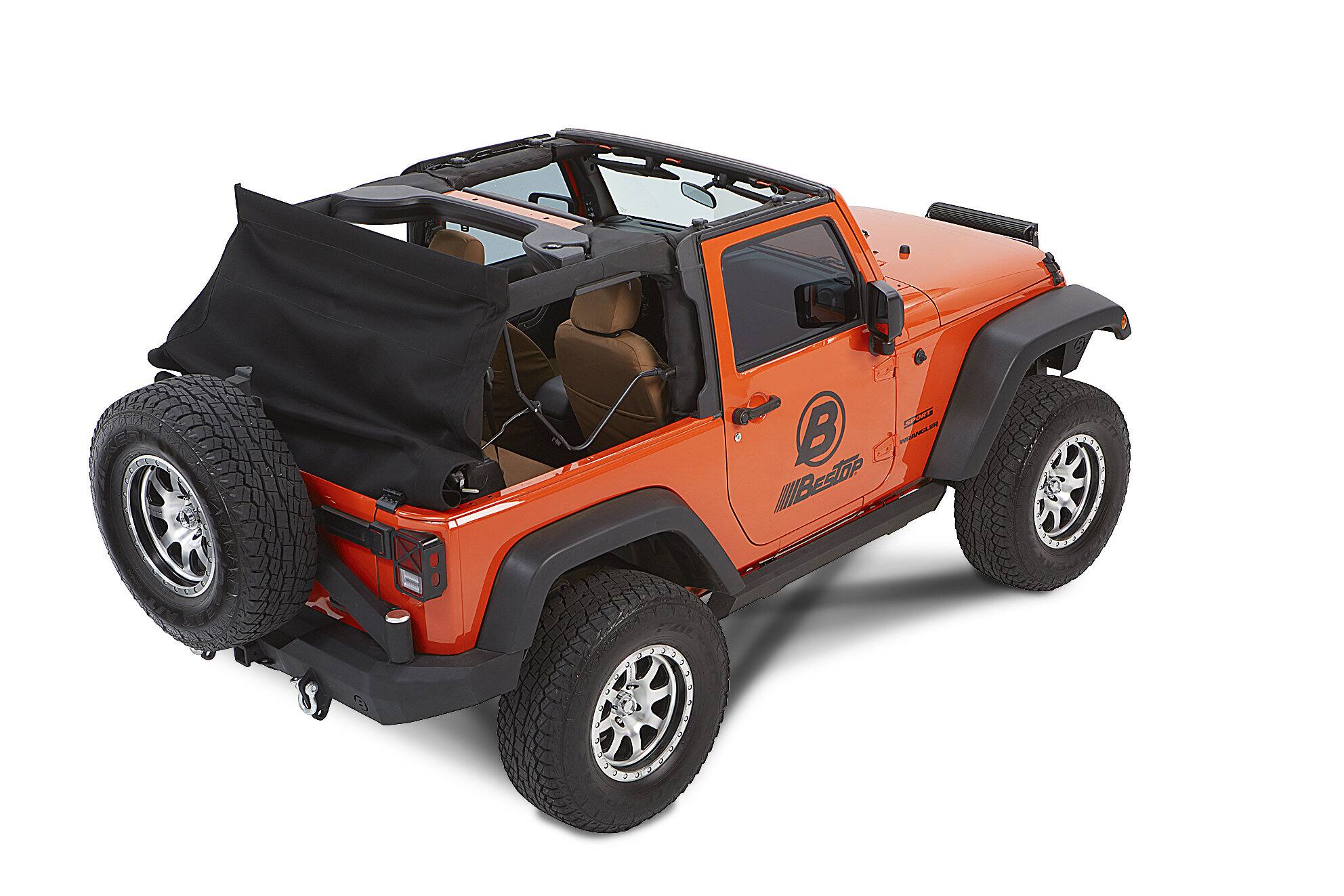 Back. Bestop - Trektop Glide - Jeep '07-18 Wrangler JK 2-Door (Black Diamond) - Black.