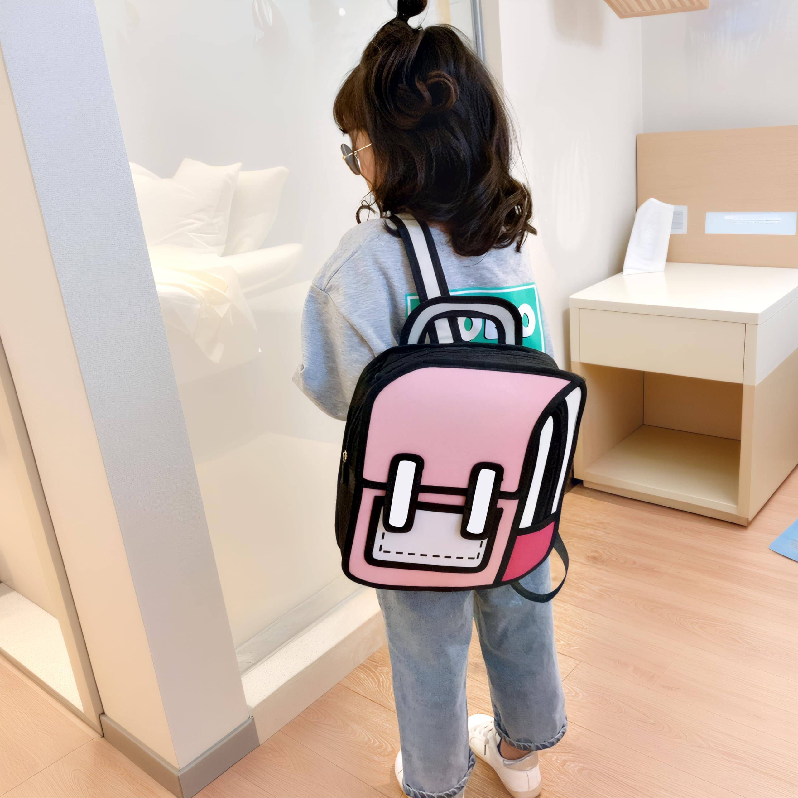 Back. Pacoar Cade - Backpack For Cute 2d Comic Paper Jump Bookbag Fun Weird School Schoolbag (pink  Small) - Yellow-Mini.