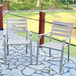 GOODSILO - Iron Terrace Dining Chairs - Set of 2 Outdoor Bistro Metal Chairs - Cream Color