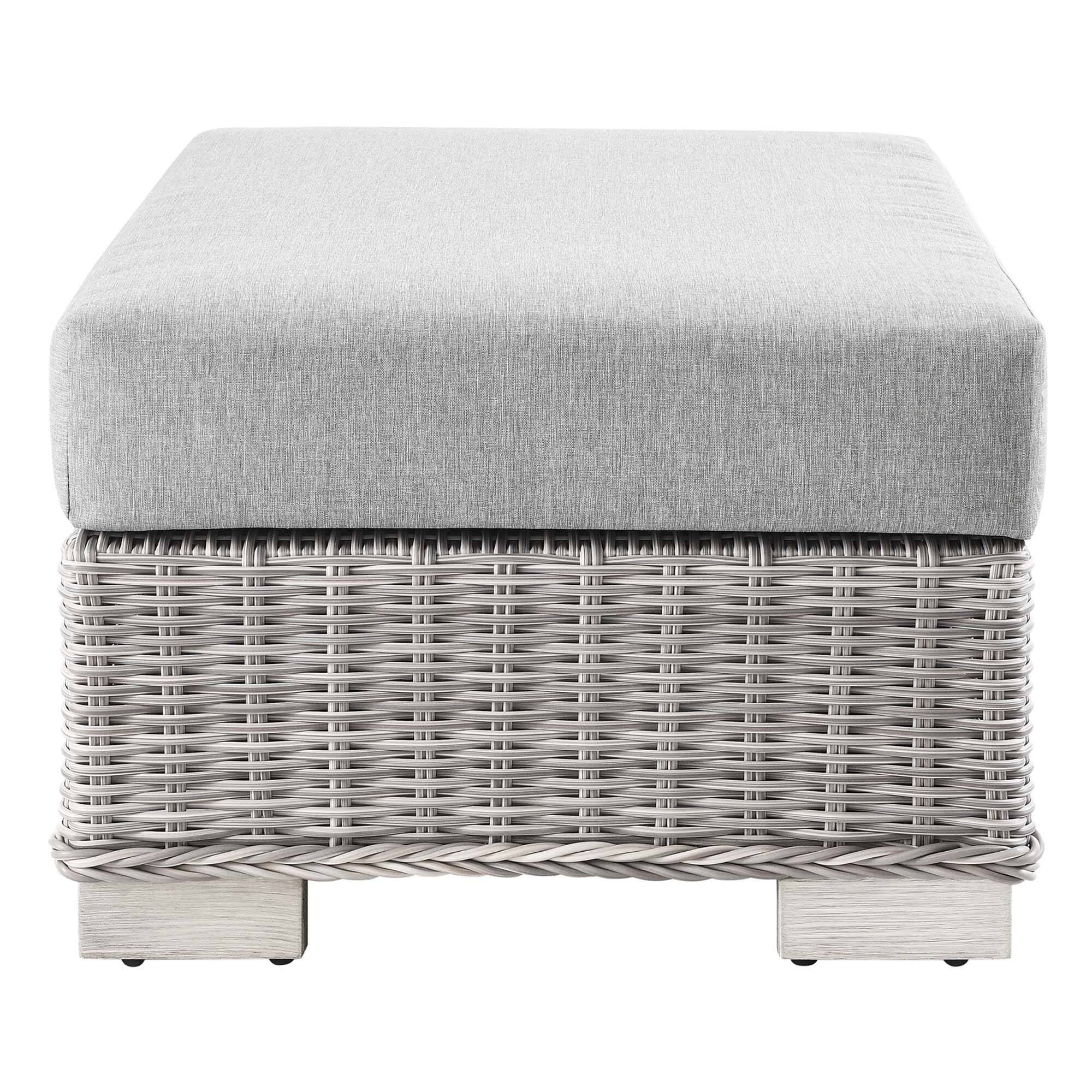 Alt View 1. Modway - Conway Outdoor Patio Wicker Rattan Ottoman by Modway - Light Gray Gray.