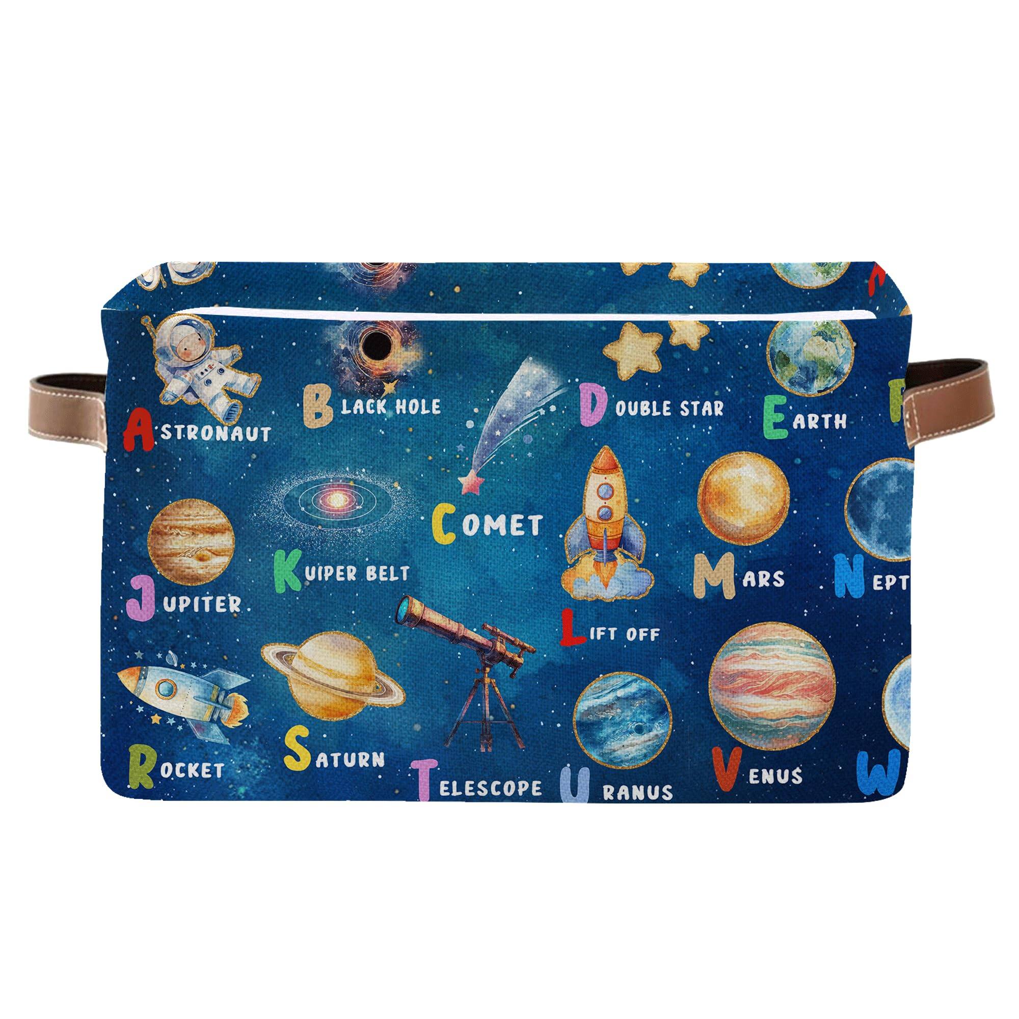 Dapper Styles - Read Book Storage Bins Collapsible Cat Basket With Handles Canvas Cube Organizer Bin For Clothes Toys Blank - Space01