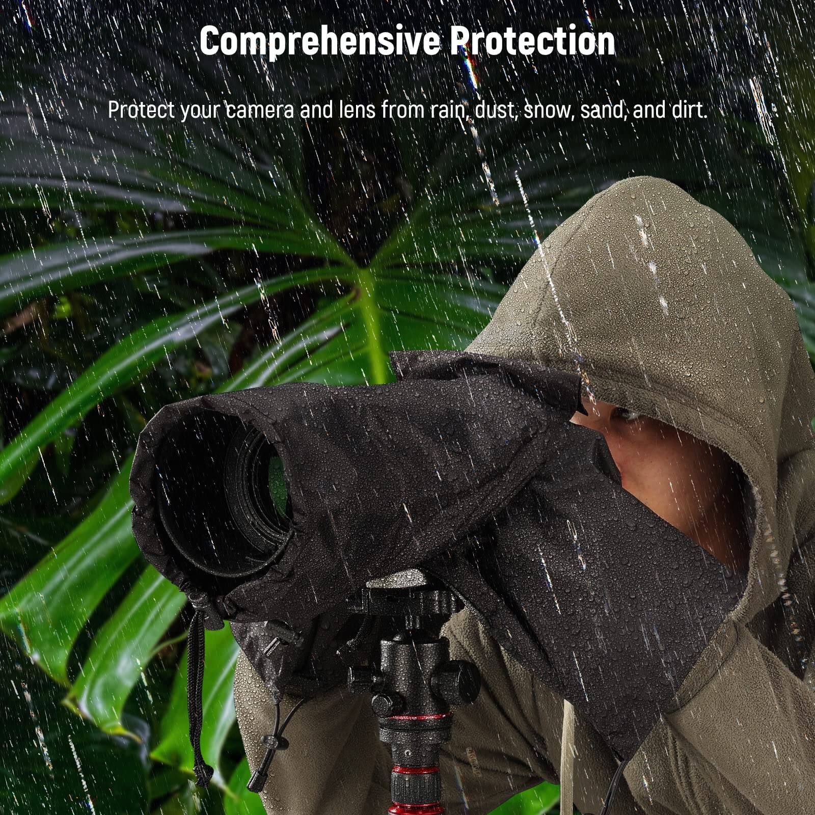 Comprehensive Protection  
Protect your camera and lens from rain, dust, snow, sand, and dirt.