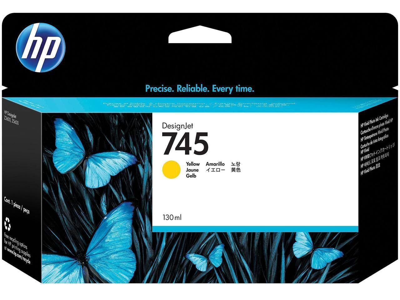 hp Precise. Reliable. Every time.  
DesignJet 745  
Yellow  
Amarillo  
Jaune  
Gelb  

HP DesignJet  
22600, 25600  

Cont. 1 pièce / pesa  
130 ml  

Free recycling options for HP printing supplies at www.hp.com/recycle
