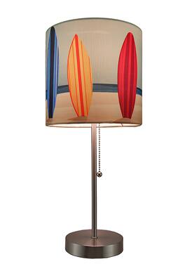 Zeckos - Decorative Surfboard Shade Stainless Steel Accent Lamp Coastal Beach Surf Decor - Gray