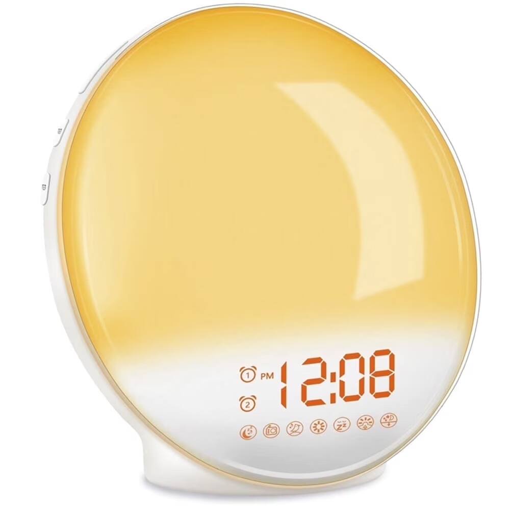 Front. Dazzed Corner - Sunrise Alarm Clock with White Noise Machine, FM Radio - White.