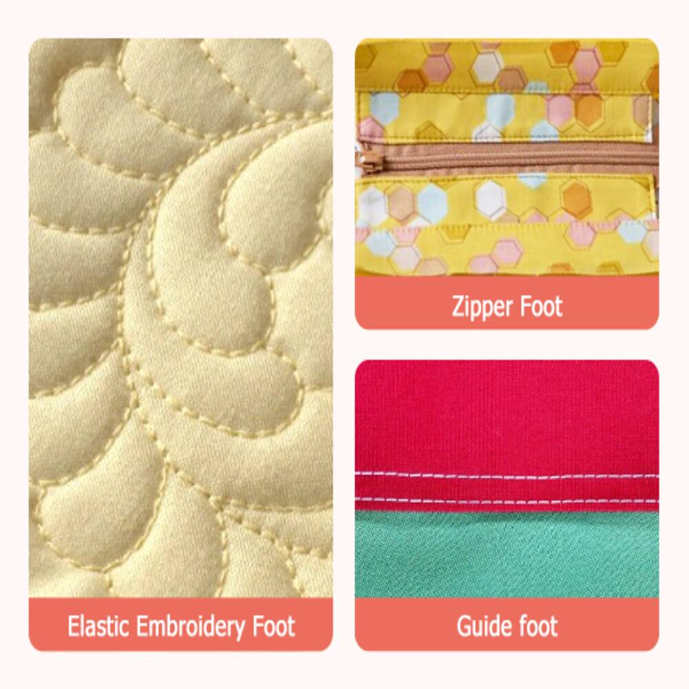 Zipper Foot  
Elastic Embroidery Foot  
Guide Foot