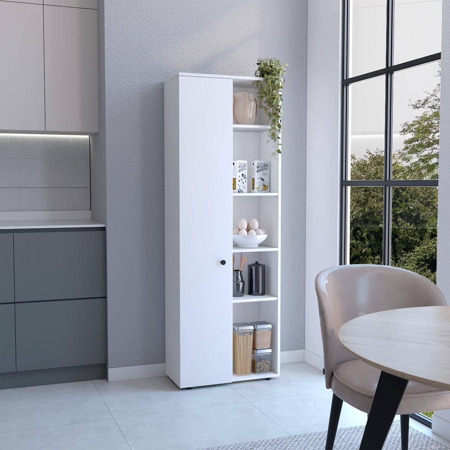 Front. TuHome - Hoyt Multistorage Kitchen Pantry - White.