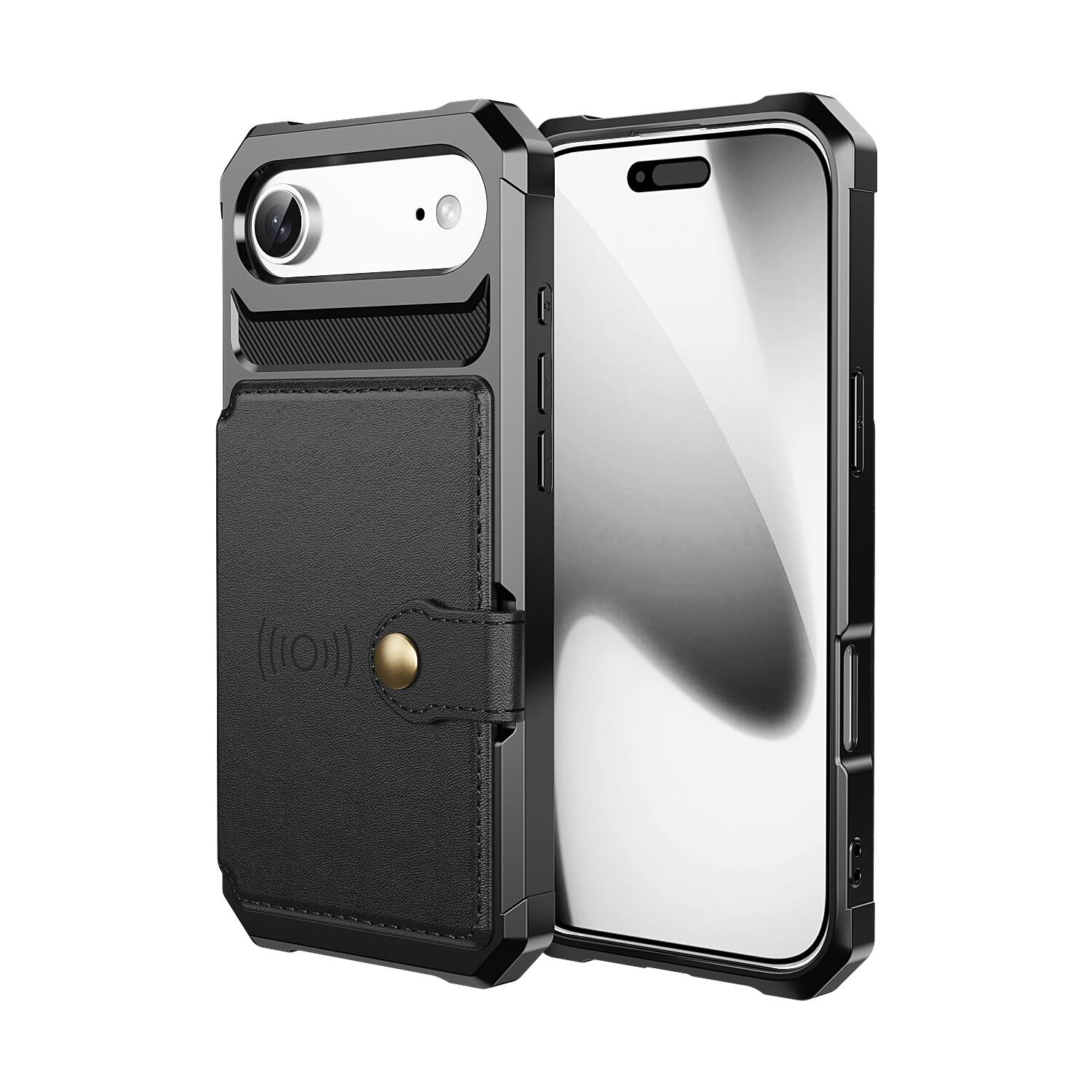 Angle. Dteck - For Apple iPhone Air Wallet Case Flip Card Slots Magnetic Clasp Shockproof Anti-Scratch Cover - Black.