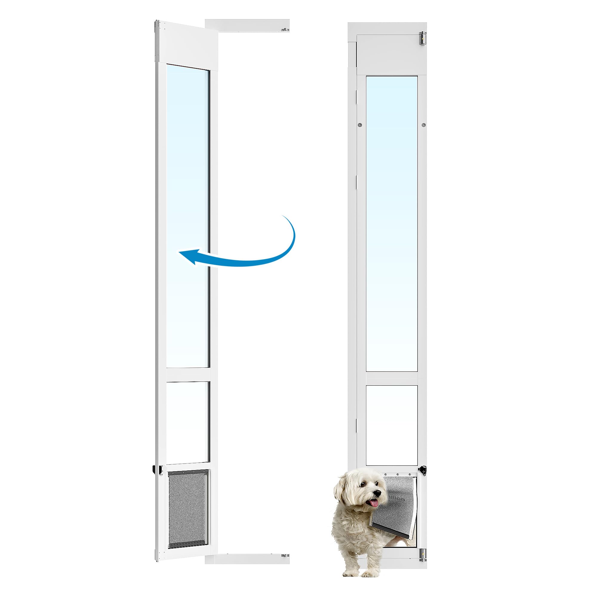 Front. Empire DigiLabs - Xlarge Dog Door For Sliding Glass Openable Pet Doors All-metal Framed & Panel Lock Adjustable 75 7 8 To 81 ... - 96" Sliding Door Medium.