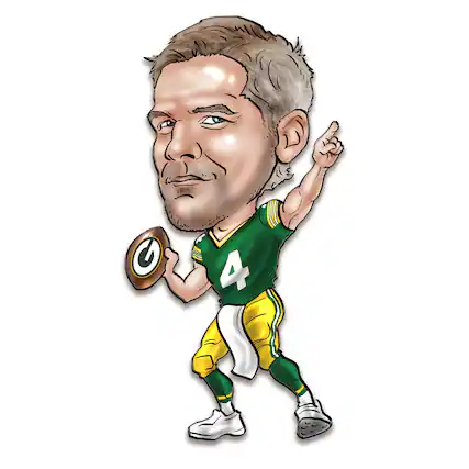 Front. Sporticulture - Brett Favre Green Bay Packers Metal Caricature Wall Art - Green.