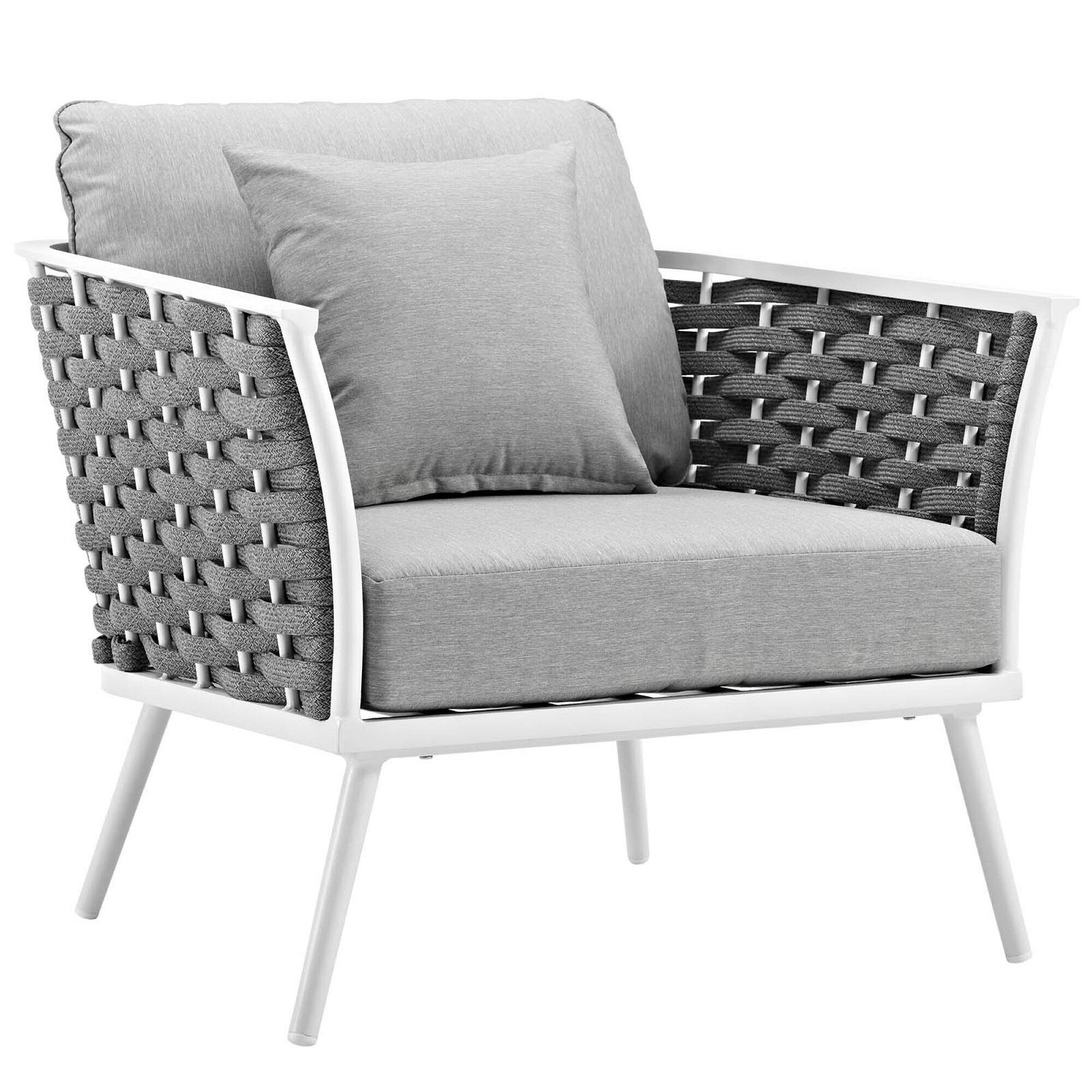 Back. Modway - Stance Outdoor Patio Aluminum Armchair Set of 2 - White Gray.