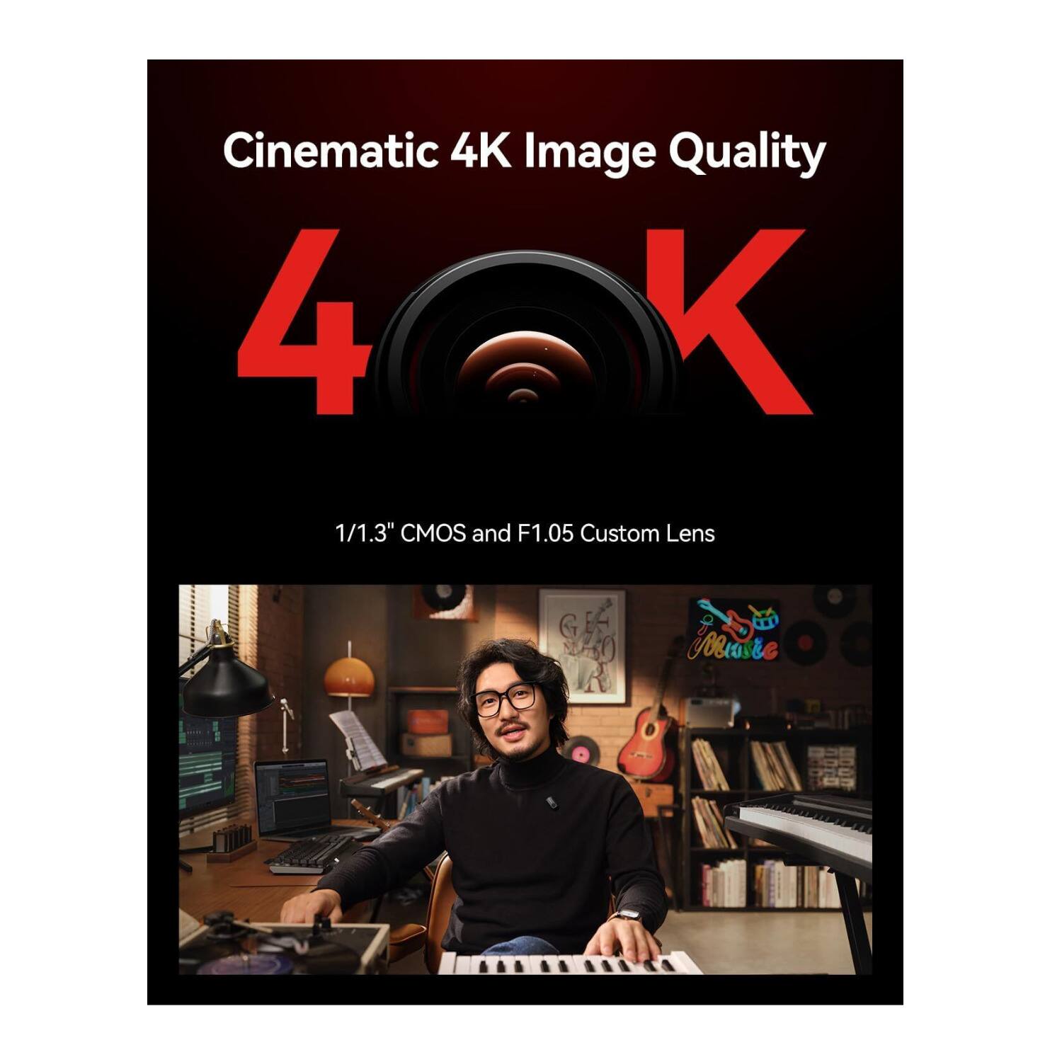 Cinematic 4K Image Quality  
4K  
1/1.3" CMOS and F1.05 Custom Lens